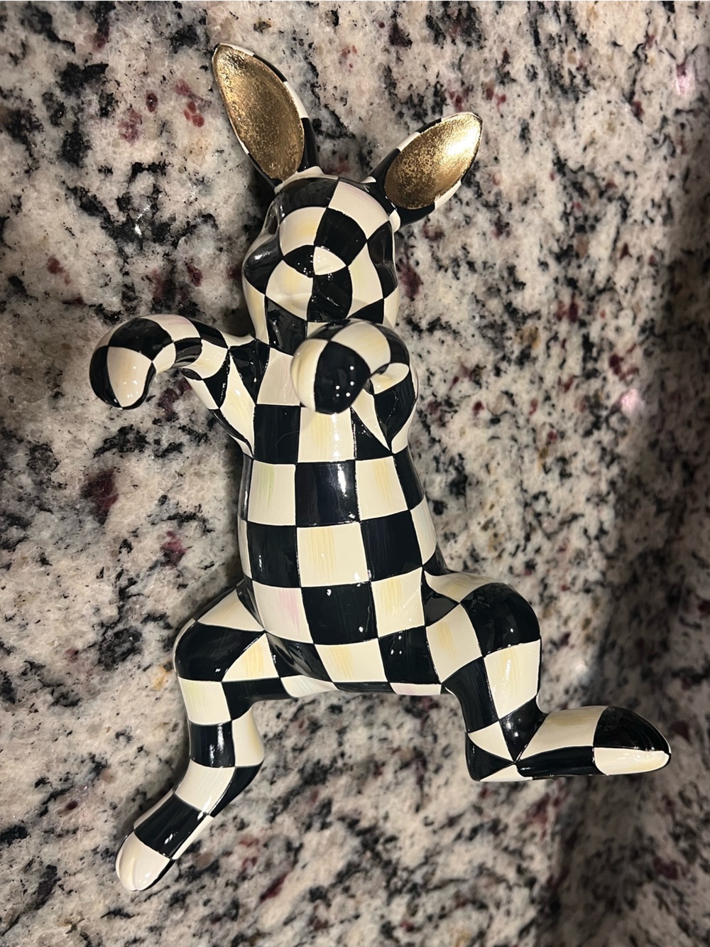 Mackenzie-Childs Courtly Check Bunny Fence Climber. LARGE size!  New in Box!